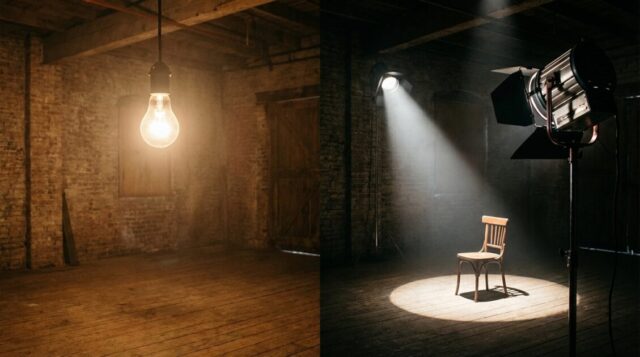 豆電球とスポットライトの画像