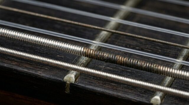 劣化したクラシックギターの弦