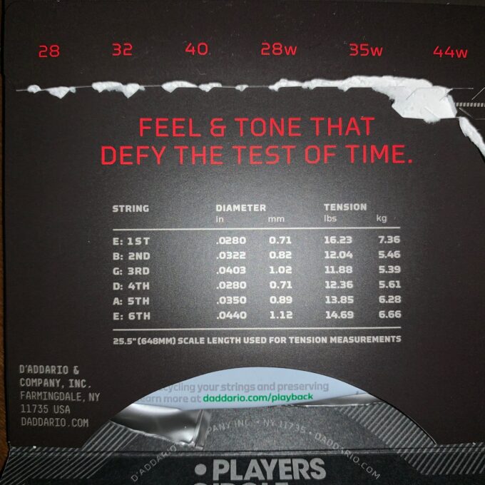 ダダリオのXTC45のパッケージ中