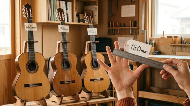 自分の手の大きさを計測している画像