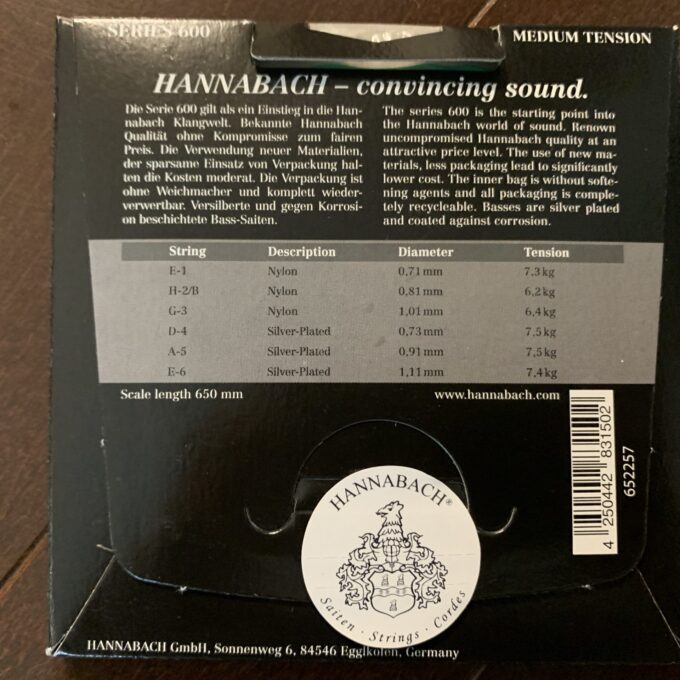 ハナバッハ　600　MTのパッケージ裏