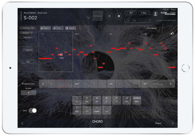 Flow Machinesで作曲をする画像