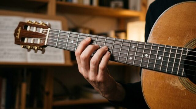 二次元空間であるギターの指板の画像