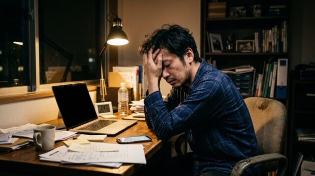 頭と体が疲れている人の画像