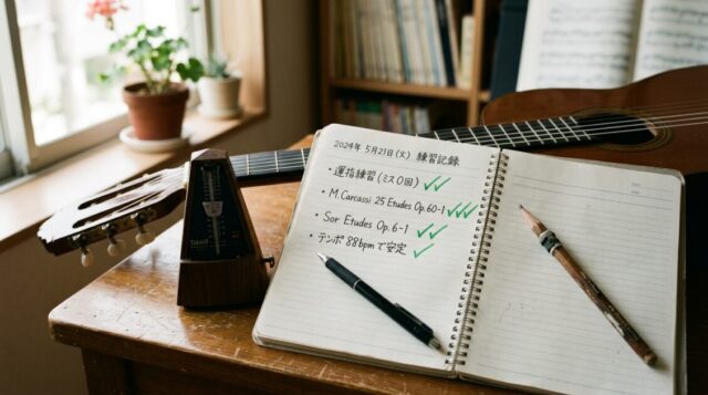 クラシックギターの練習記録をつける画像