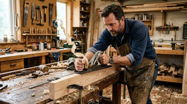 カンナ掛けをしている画像